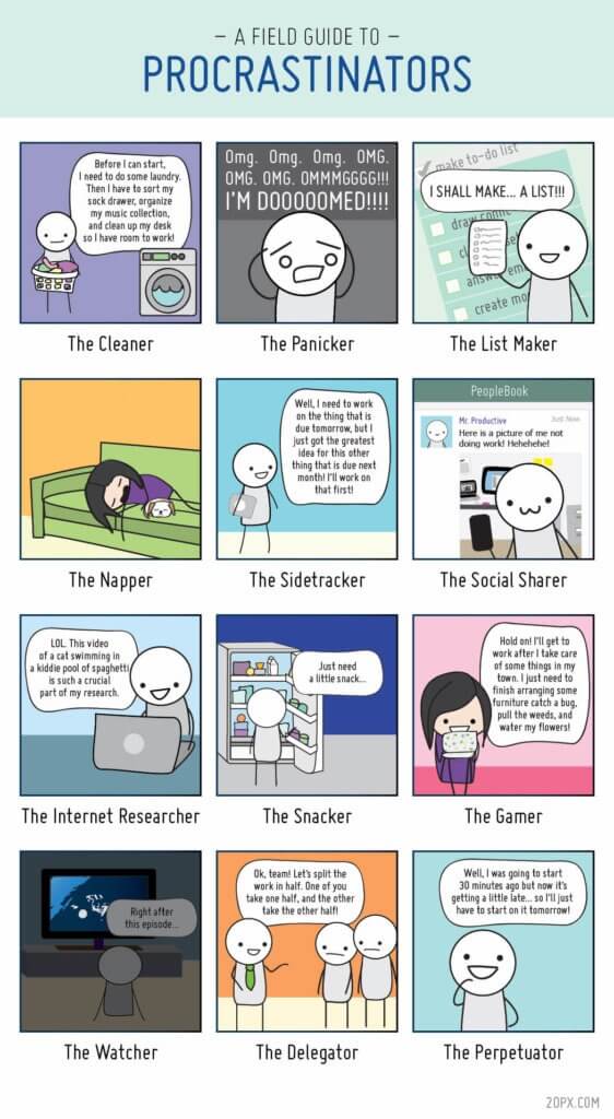 12 tipos de procrastinadores