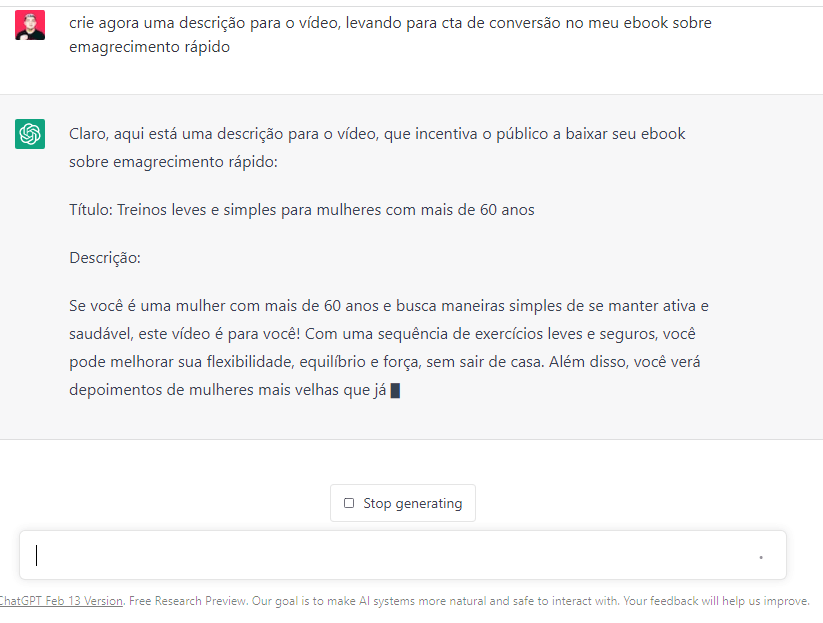 chatgpt para descrições de vídeos